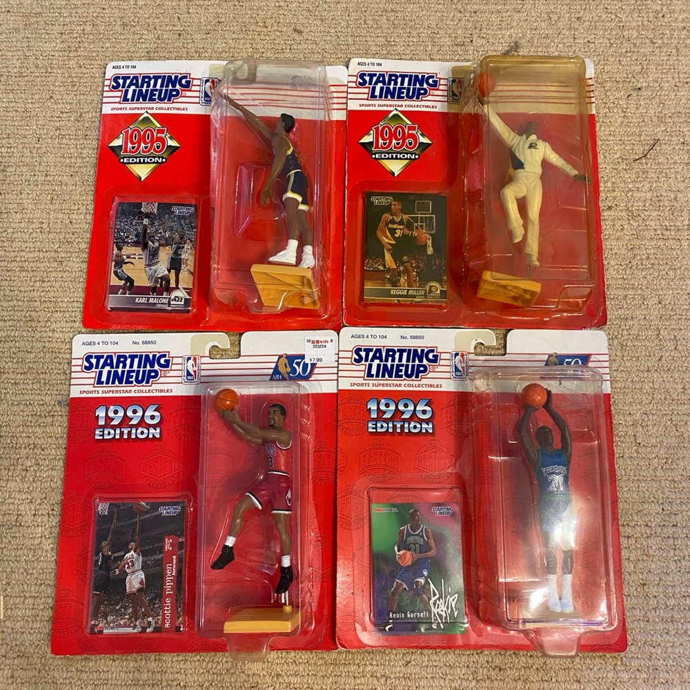 NBA Starting Lineups action figures Scottie Pippen Kevin Garnett Reggie Miller